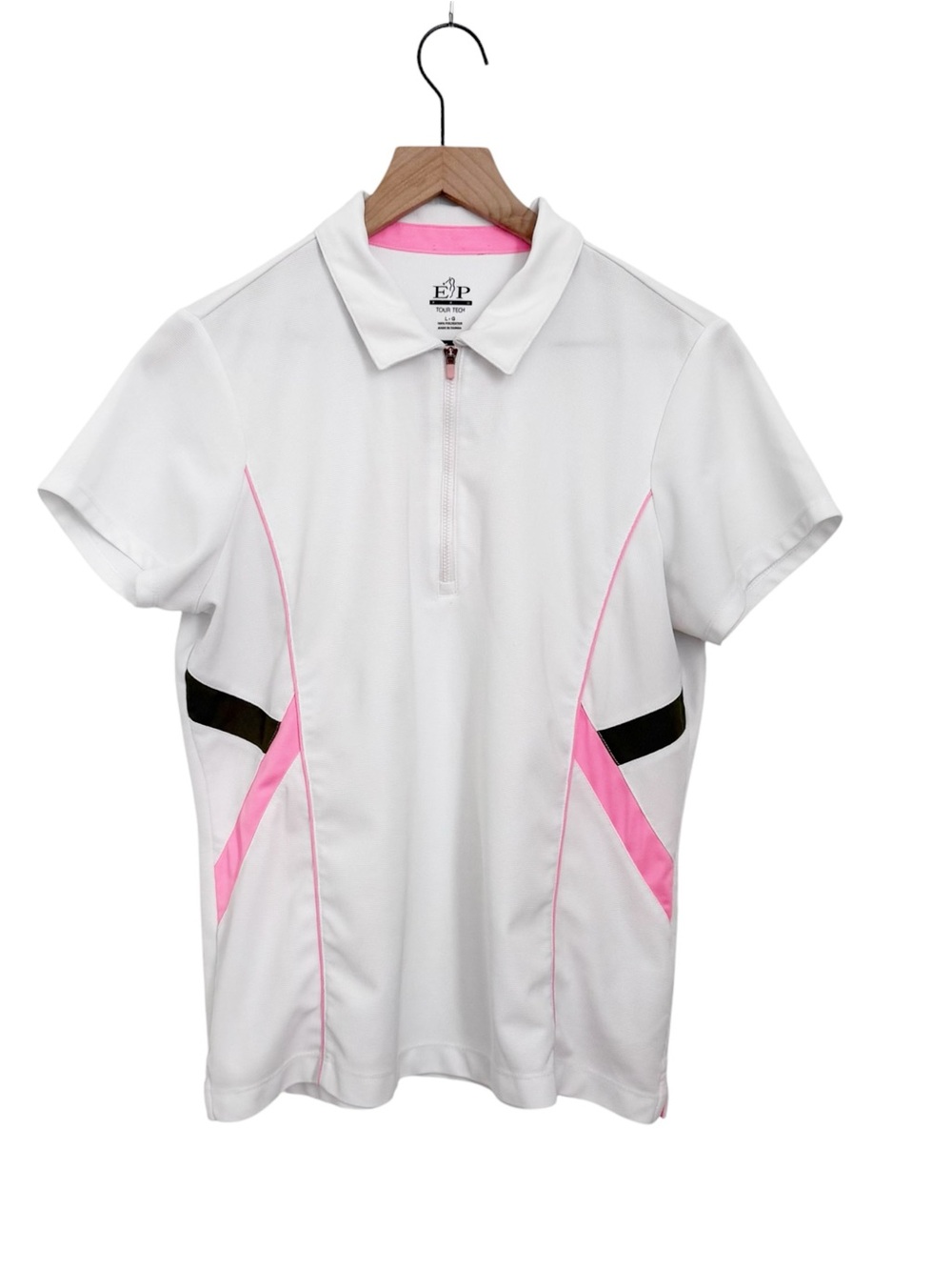 EP New York Tour Tech Women’s White Short Sleeve Quarter Zip Golf Polo Shirt